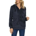 thumbnail image 2 of Spencer Womens Faux Sherpa Fuzzy Fleece Sweatshirt Loose Winter Warm Pullover Half Zip Oversized Hoodies with Pockets, Size M-3XL, 2 of 10