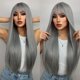 thumbnail image 1 of Peluca larga recta negra con flequillo para mujer, suave y cómodo Natural pelo sintético, pelucas de fiesta diarias, fibra de alta temperatura, 1 of 4
