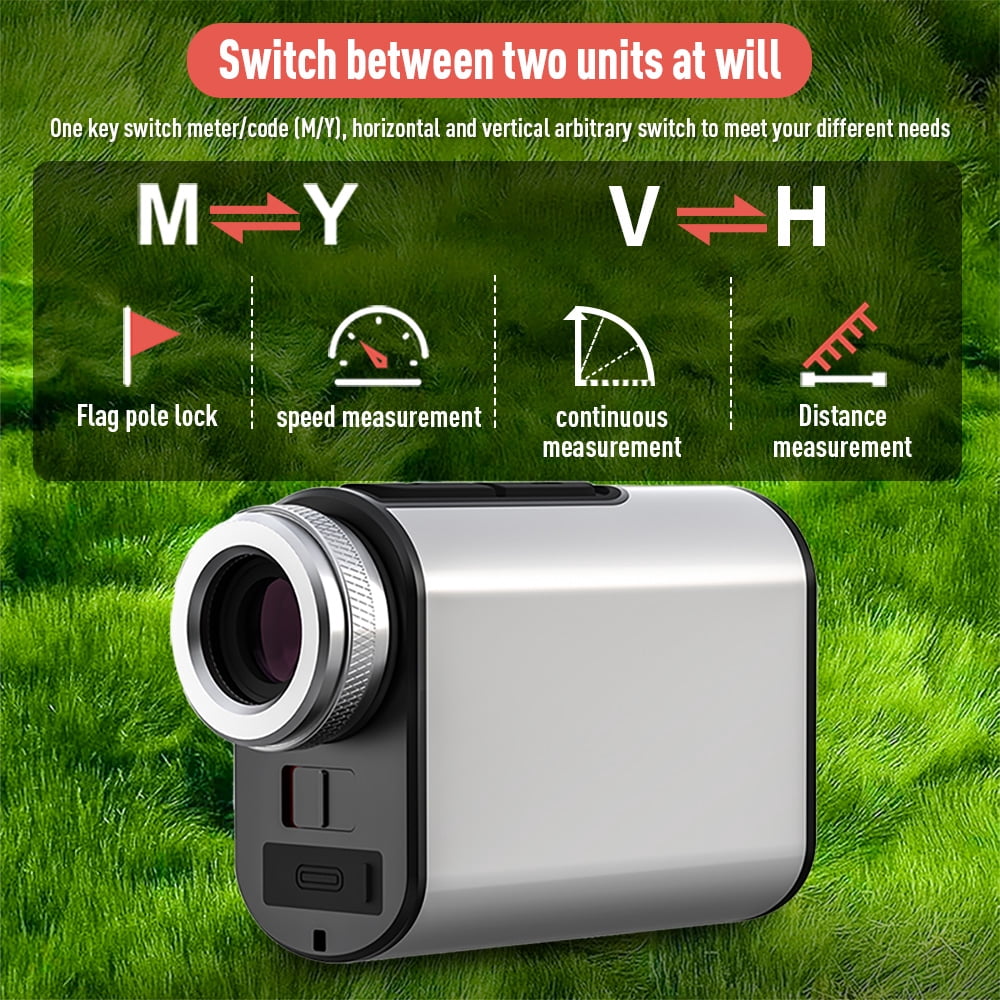 BOAYAL 6X Golf Rangefinder 1300 Yards Silver Metal Design, Flag Lock with Vibration Alert, Slope Switch, 750mAh Laser Range Finder for Golf Hunting