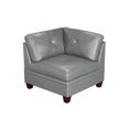 thumbnail image 4 of Genuine Leather Grey Color Tufted 7pc Modular Sectional Sofa Set 3x Corner Wedge 3x Armless Chair 1x Ottoman Living Room Furniture Corner Couch, 4 of 9