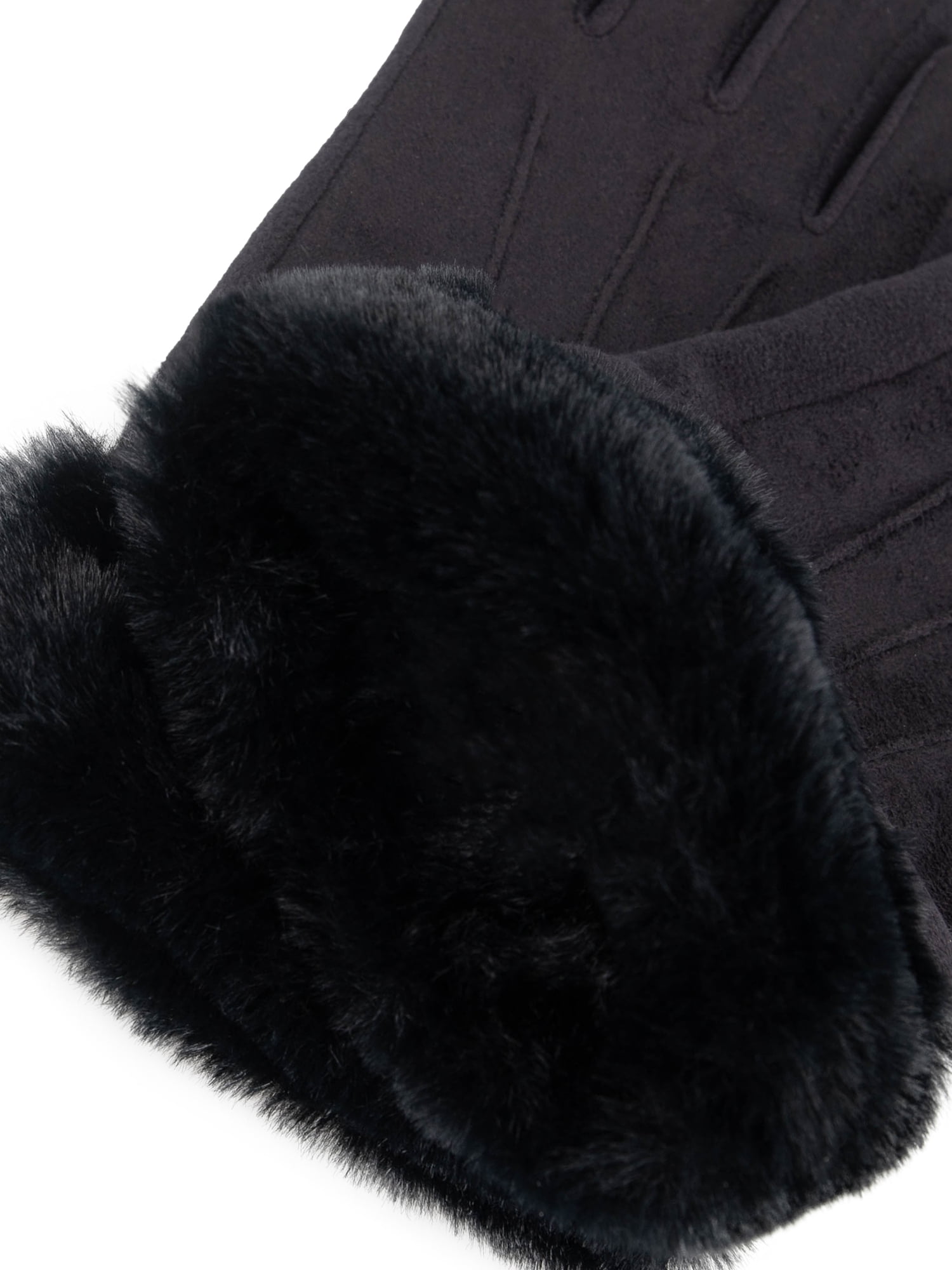 Isotoner Women's Microsuede Gloves with Faux Fur Cuff