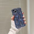 thumbnail image 2 of for iPhone 11 Case, Water Ripple Wave Pattern Phone Case for Women Girls, Curly Wave Shape Soft TPU Exquisite Stylish Durable Protective Phone Cover for iPhone 11, Blue, 2 of 7