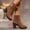 Brown, variant on Bnwani Women Boots Fashion Toe Zipper High-Heel Thick Chunky High Ankle Fleece Warm Comfortable Casual Solid Boot Black Size 5.5
