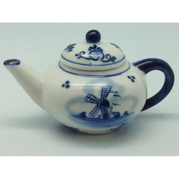 Mini Delft Tea Pot with Windmill Design