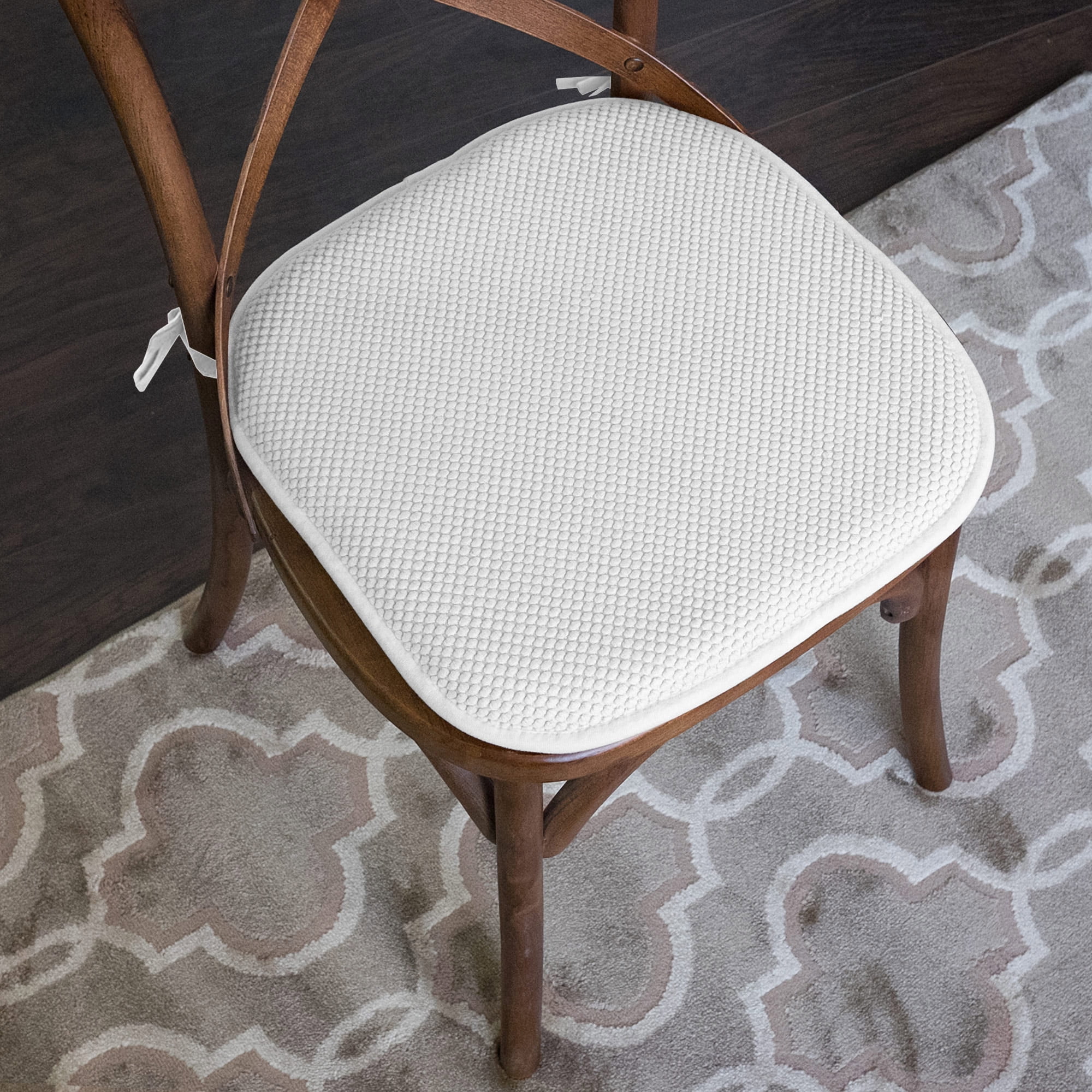Memory Foam Honeycomb Non-Slip Back Chair Cushion Pad with Ties 2, 4, 6 or 12 Pack
