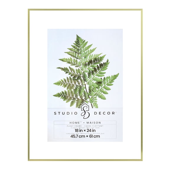 Studio Decor 18" x 24" Gold Metal Float Frames by Home  - Aluminum Picture Frame Set with Floating Glass Display, Horizontal or Vertical Wall Mount, 6 Pack