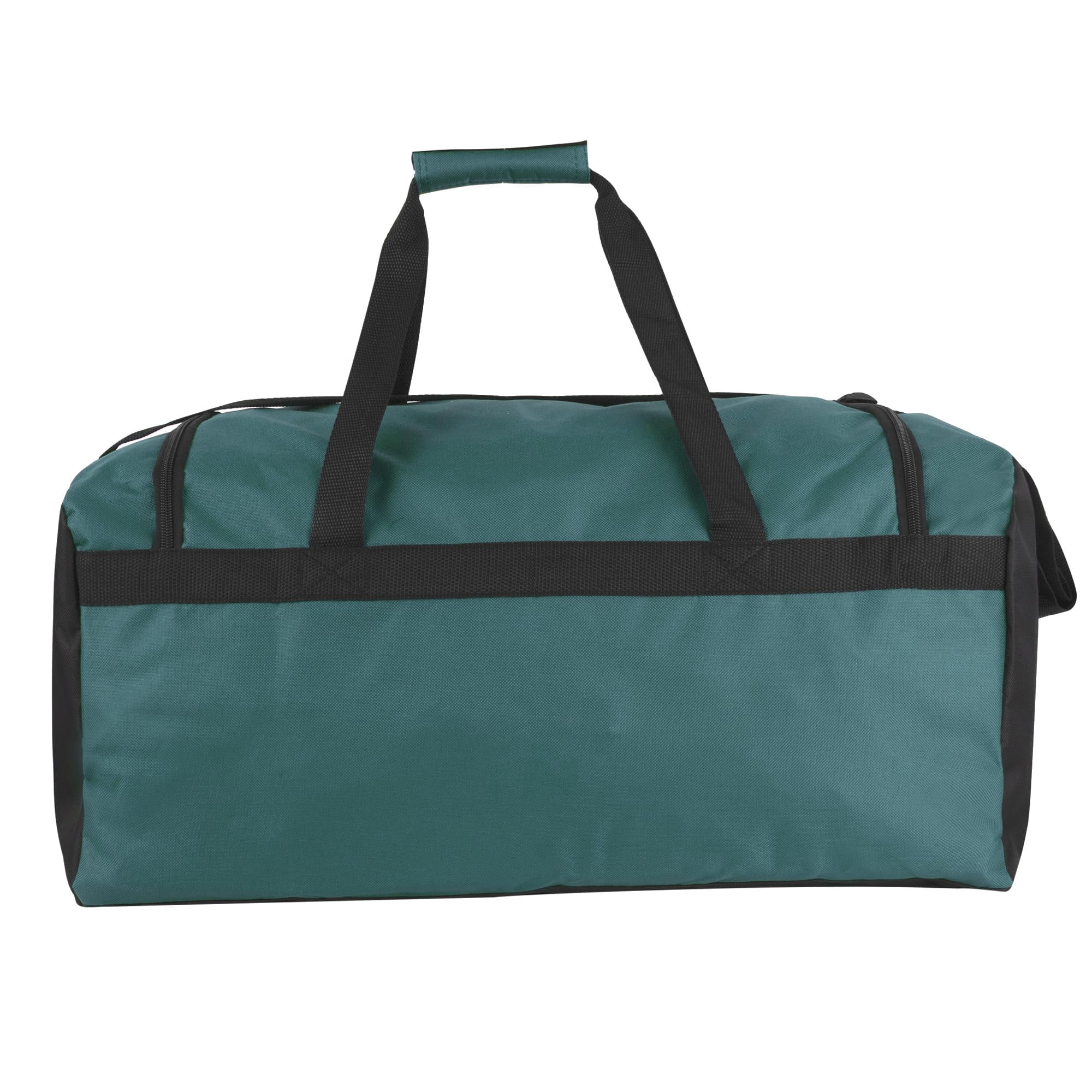 24 Pack of Bulk Wholesale 40 Liter 22 Inch Duffle Bags with Reflective Stripe, Front Accessory Pocket, Velcro Handles and Luggage Strap for Sports, Gym & Traveling in Green
