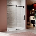 thumbnail image 3 of UKS04-50-55 Inch x 80 Inch Sliding Frameless Shower Door, 3/8" Tempered Glass with Easy-Cleaning Coating, Stainless Steel Rollers & SGCC-Certified Stability, 3 of 7