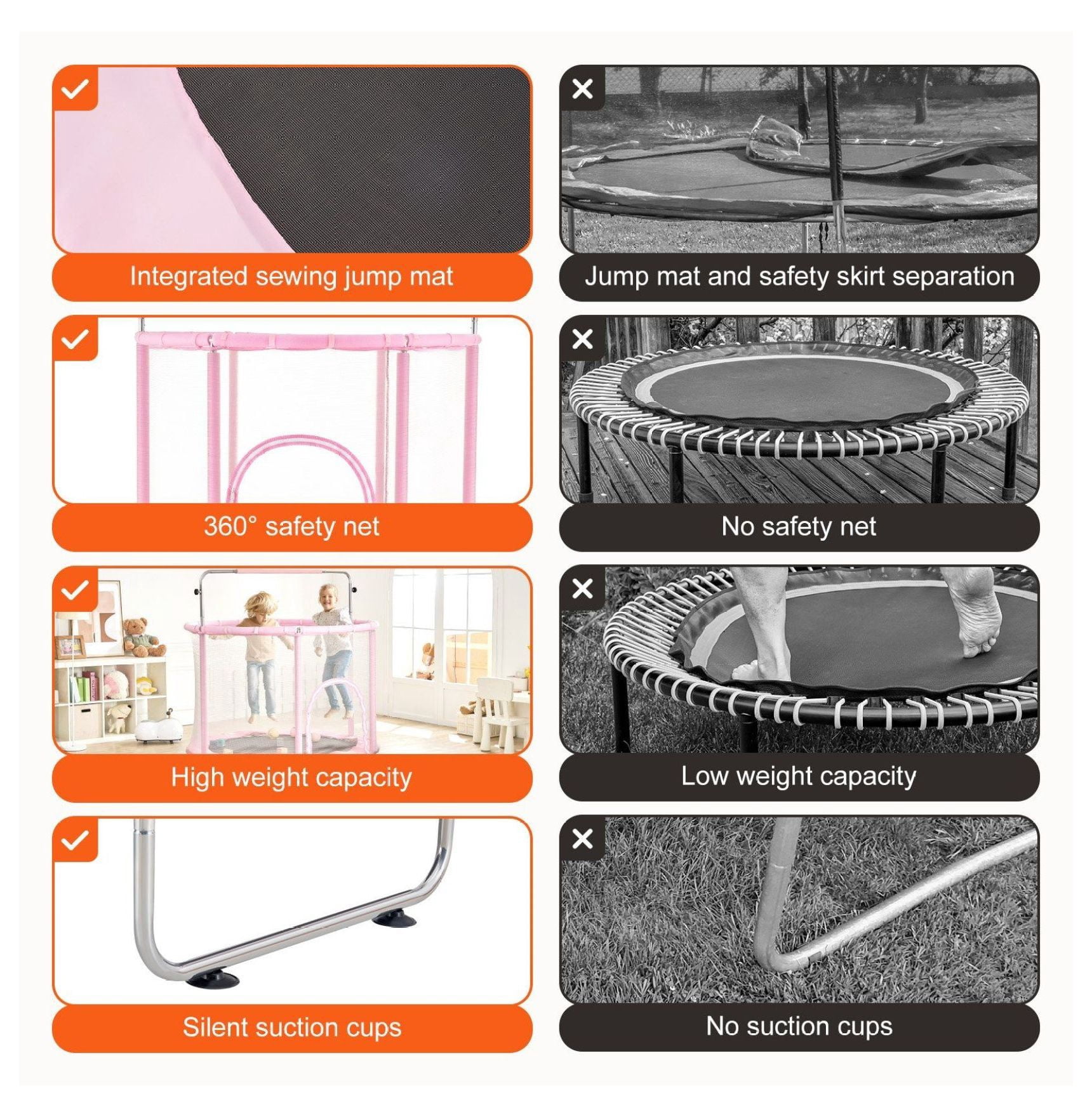 55" Kids Trampoline with Net & Enclosure, Mini Toddler Trampoline Indoor Outdoor, Adjustable Height, Basketball Hoop, Swing, Gifts for Ages 3-12