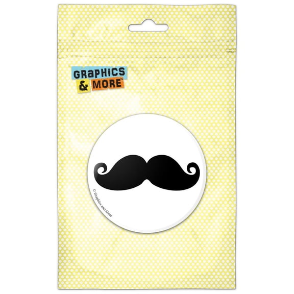 Curly Mustache Funny Pinback Button Pin Badge