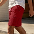 thumbnail image 6 of Workout Shorts Men Baeitkot Men's Solid Color Drawstring Multi-Pocket Cargo Shorts Casual Bottoms, 6 of 7