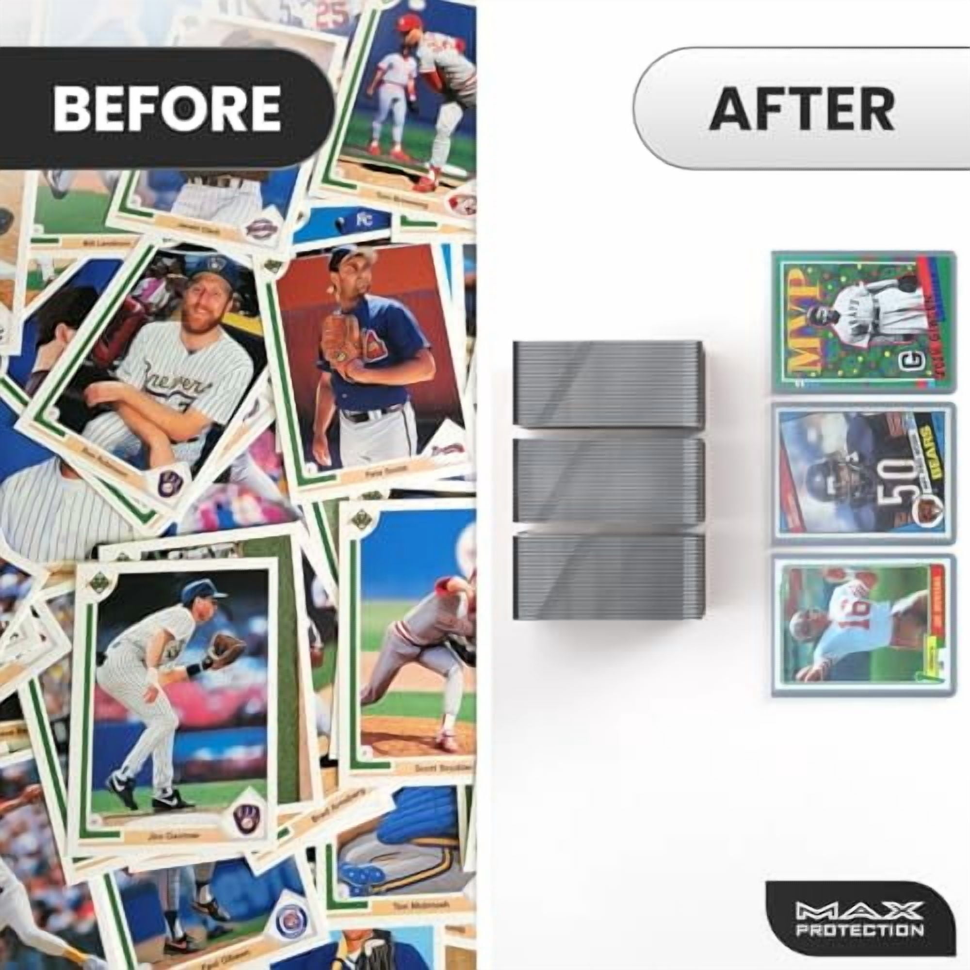 Max Protection Durable Trading Card Sleeves, 35pt Hard Plastic Protectors for Collectors, Sports & TCG Cards (1000 Count)