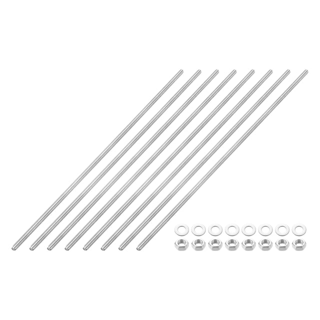 8 Pack Tige Entièrement Filetée, M3 x 150mm Acier Inoxydable Filetages à Droite avec Écrous et Rondelle Plate