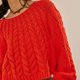 thumbnail image 4 of Jersey de ganchillo con cuello redondo Top de punto calado para mujer traje diario de Color sólido, 4 of 6