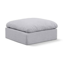Meridian Furniture Indulge Contemporary Linen Fabric Ottoman in Gray