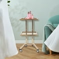 thumbnail image 2 of Fichiouy 2-Tier Rolling Trolley with Wheel Storage Cart Beauty SPA Hair Salon Trolley Stand Tray Gold, 2 of 8