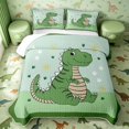 thumbnail image 2 of Manfei Cartoon T-Rex Dino Quilt King,Funny Grass Paw Print King Coverlet Set,Green Yellow,3-Piece,1 Bedspread and 2 Pillowcases, 2 of 7