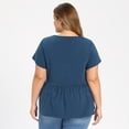 thumbnail image 3 of DARING DIVA Women's Plus Babydoll Blouse Trendy Flowy Peplum Tops 1X Dark Blue, 3 of 6