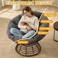 thumbnail image 2 of OMNIBERG Ergonomic 360° Swivel Wicker Papasan Chair, Oversized Indoor Outdoor Rattan Egg Sofa Chair Lounger with Soft Thick Cushion for Living Room, Bedroom, Patio, Yard, Gray, 2 of 9