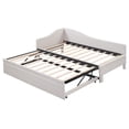 thumbnail image 4 of Twin Size L-Shaped Daybed with Pop Up Trundle, Beige Upholstered Sofa Bed, Convertible Twin to King Sleeper for Guest Room, Living Room, 4 of 8