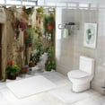 thumbnail image 7 of Orinice italian shower curtain european garden greek scene tuscany vintage street flower plant mediterranean brown green bathroom home curtain with hook 69x72, 7 of 7
