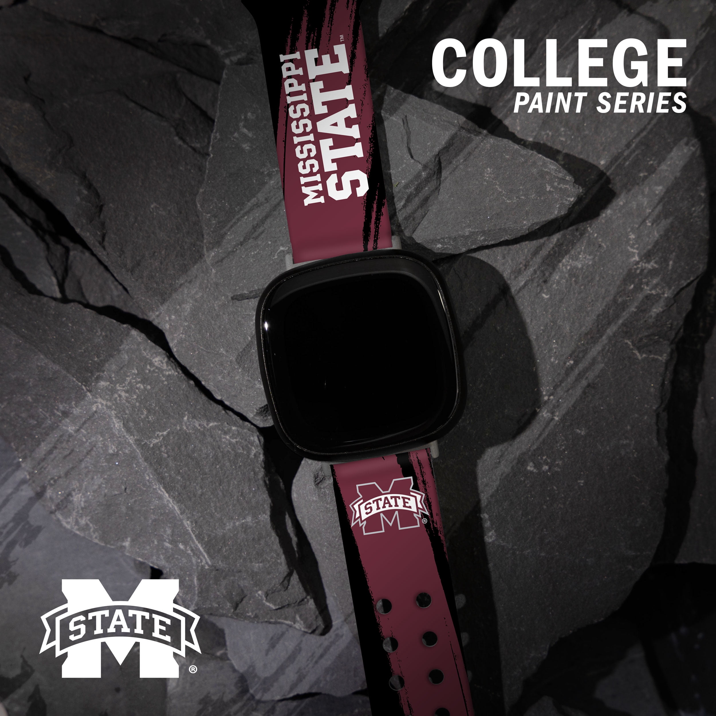 Bulldogs HD Paint Stripe Unisex Watch Band for FitBit Versa 3 & Sense (Short)