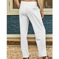thumbnail image 5 of Leesechin Mens Dress Pants Casual Solid Khakis Cutton Zipper Pants Mid Waist Straight Trousers White 2XL, 5 of 9