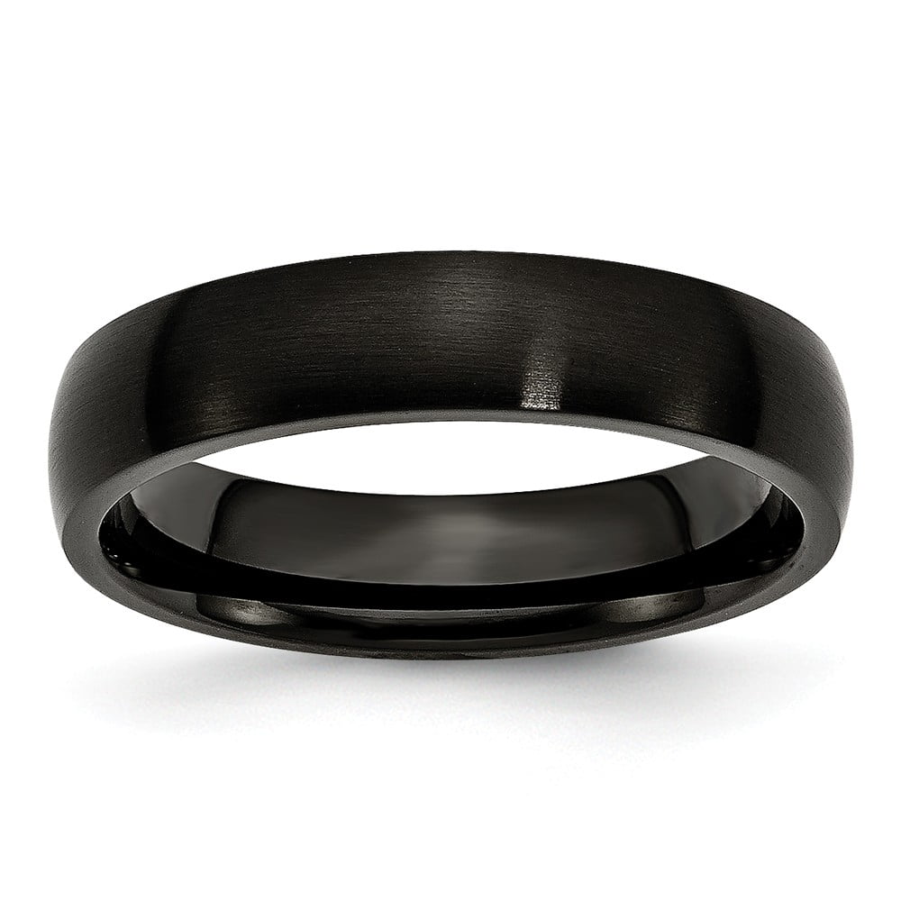Wedding Bands Classic Bands Flat Bands Stainless Steel 5mm Black IP-plated Brushed Flat Band Size 13