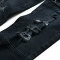 thumbnail image 4 of Men Jeans Fashion Ripped Small Feet Slim Stretchy Denim Jeans Casual Distressed Street Men's Pants, 4 of 9