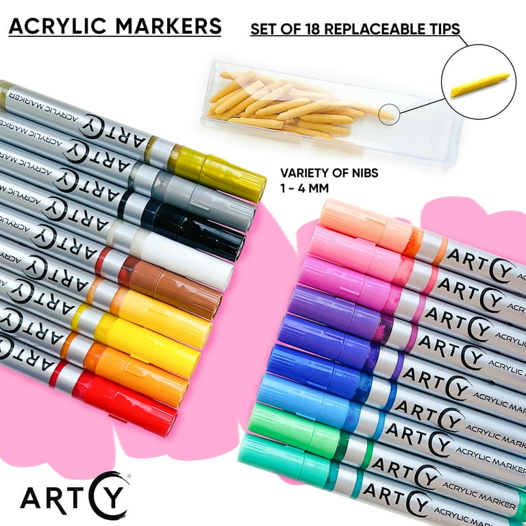 Tooli-Art Acrylic Paint Pens Assorted Multicolor Markers for Rock, Canvas,  Mugs, and Most Surfaces Water-Based, Quick Drying Marker Set of 30