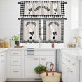 thumbnail image 3 of Easter Rabbit Silhouette Curtain Tier and Valance Set 3 Piece, Retro Linen Black White Buffalo Plaid 3-inch Rod Pocket Window Tier Curtains Valance for Kitchen Living Room, 3 of 9