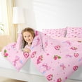 thumbnail image 4 of jejeloiu Cartoon Bow Bowknot Full Size Comforter Sets,Pink Cute Strawberry Bedding Sets For Princess Reversible 3pcs, 4 of 8