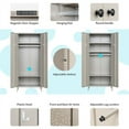 CJF Metal Storage Wardrobe with Adjustable Hanging Rod for Bedroom