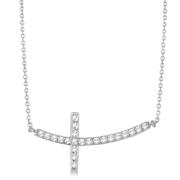 Seven Seas Jewelers Diamond Sideways Curved Cross Pendant Necklace