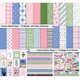 thumbnail image 2 of Inkdotpot Basics Is Always Good, Pastel Theme Collection Double, Sided Scrapbook Paper Kit Cardstock 12"x12 Pouces Card Making Paper Pack Of With Sticker Sheet - 16 Pages - Pink, Light Blue & Green, 2 of 4