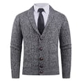 thumbnail image 2 of Lovzfmll Men's Cardigan, Shawl Collar Cable Knit Button Pocket, Casual Long Sleeve Sweater for Men, L, 2 of 5