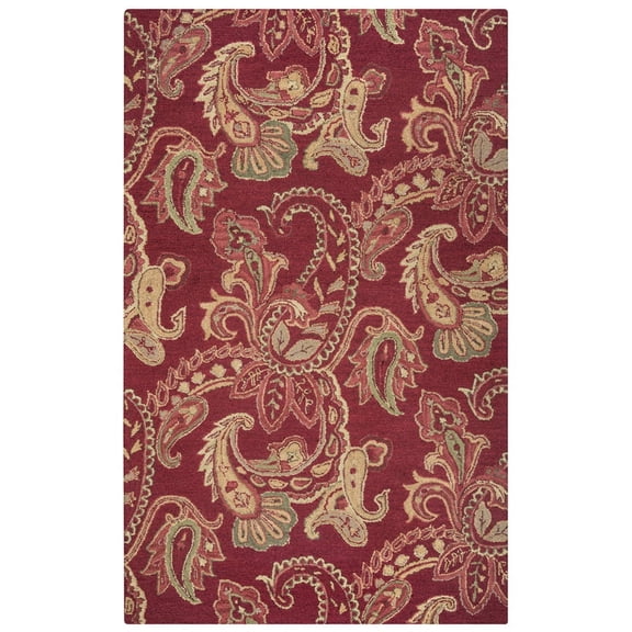 Gatney Rugs Vert Area Rug AL2651 Burgandy Paisley Leaves 2' 6" x 8' Rectangle