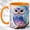 Orange, variant on Pastel Owl Accent Mug, 11oz Ceramic Coffee Cup for Owl Lovers