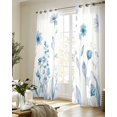 thumbnail image 5 of Blue Spring Floral Sheer Curtains 63 Inch Length 2 Panels Set for Living Room/Bedroom, Summer Flowers Botanical Elegant Kitchen Curtains Grommet Semi-Sheer Curtains Drapes Window Treatments 42"x63"x2, 5 of 7