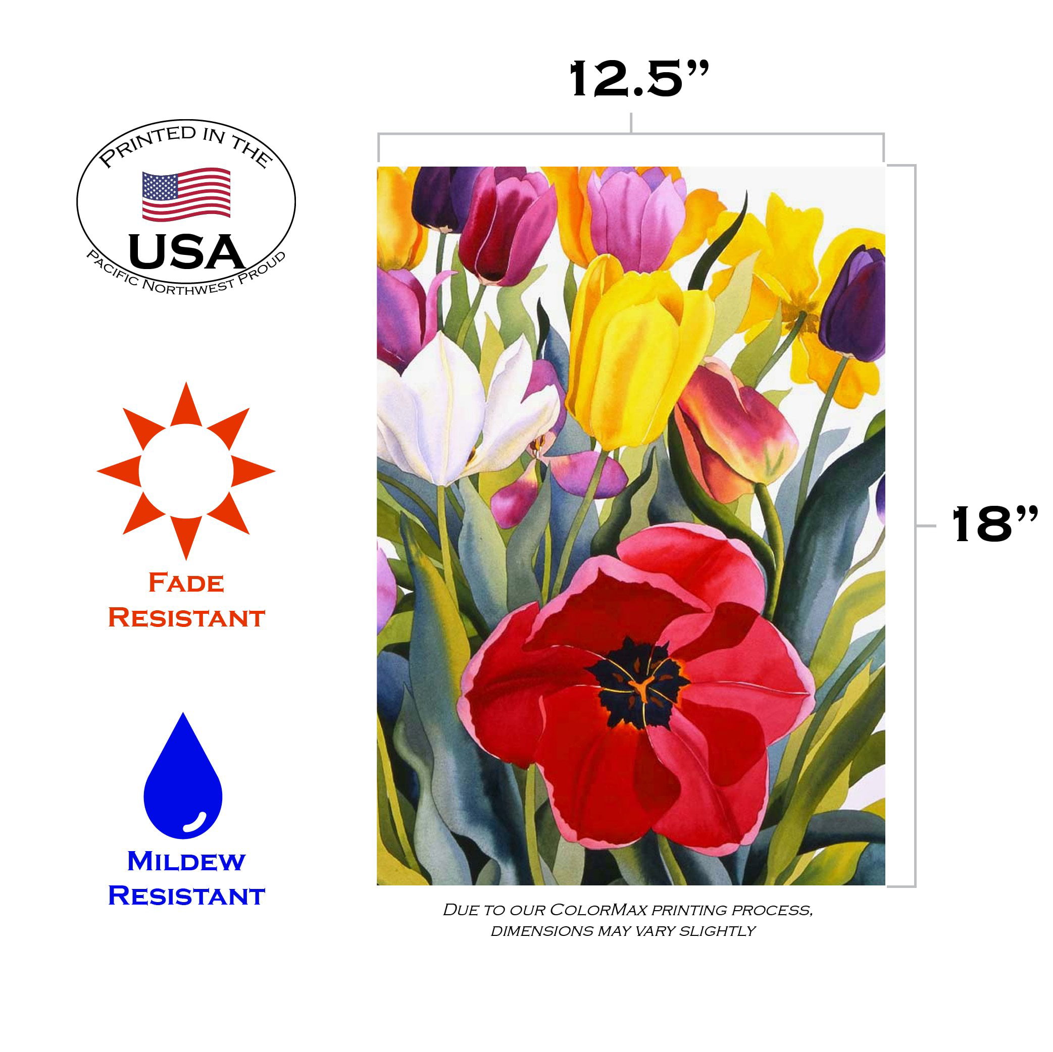 Toland Spring Tulips 28 x 40 Colorful Tulip Flower Double Sided House Flag