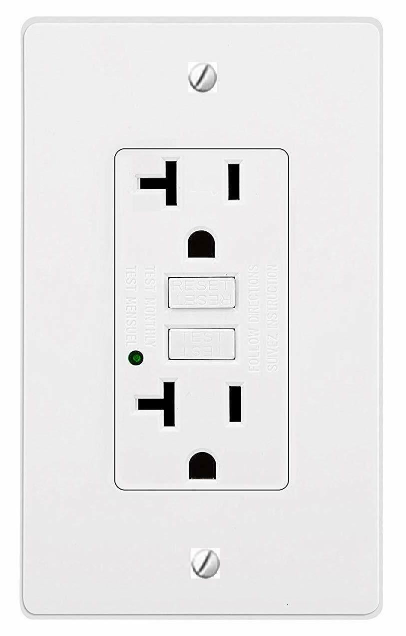 20A GFCI Receptacle Outlets w/ Wallplate UL Listed 20 pc 20 Amp White 
