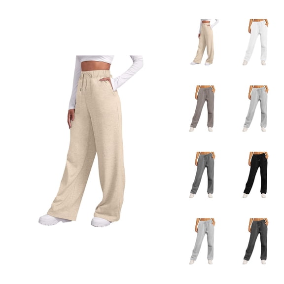Women'S Sweatpants 2026 Fall Winter Fashion Drawstring Elastic High Waist Loose Wide Leg Casual Yoga Pants with Pockets