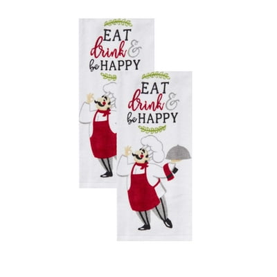 Buy Master Cuisine Chef Kitchen Towels Cotton Construction Eat Drink Be Happy Print 25 X 15 Inches Online In Singapore 252663600