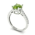 thumbnail image 2 of 2.21 ct Oval Cut Natural Peridot Solitaire with Simulated Diamond Accents 14K White Gold Womens Engagement Ring, 2 of 5
