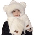 thumbnail image 1 of MIASHUI Hat for Women Winter Warm Thick Scarf Connected Two-Piece Set Ear Protection Hat Cold Protection Scarf Beige, 1 of 3