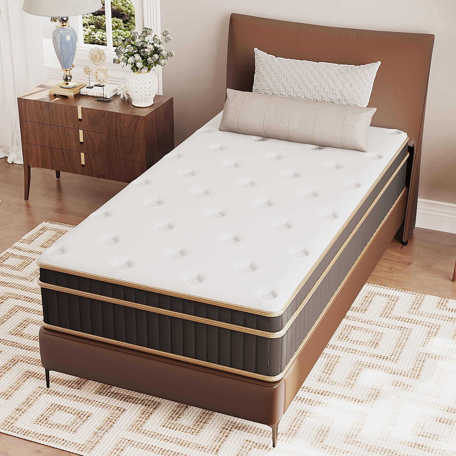Zimtown Twin Mattress, 10 inch Hybrid Mattress in a Box, Pressure Relief