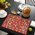 thumbnail image 3 of Red Christmas Gingerbread and Mitten Pattern Summer Placemats Table Placemats Set Of 6-Linen Kitchen Washable Placemats Table Mats 11.8"x17.7" Non-Slip Heat Resistant, 3 of 5