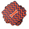 thumbnail image 2 of Carolines Treasures CJ1042-IFC Letter I Chevron Orange and Blue Foam Coaster Set of 4 3 1/2 x 3 1/2 multicolor, 2 of 3