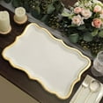 thumbnail image 6 of Efavormart 10 Pack | Elegant White / Gold Rim Disposable Serving Trays, Heavy Duty 400 GSM Paper Rectangular Party Platters - 14"X10", 6 of 11