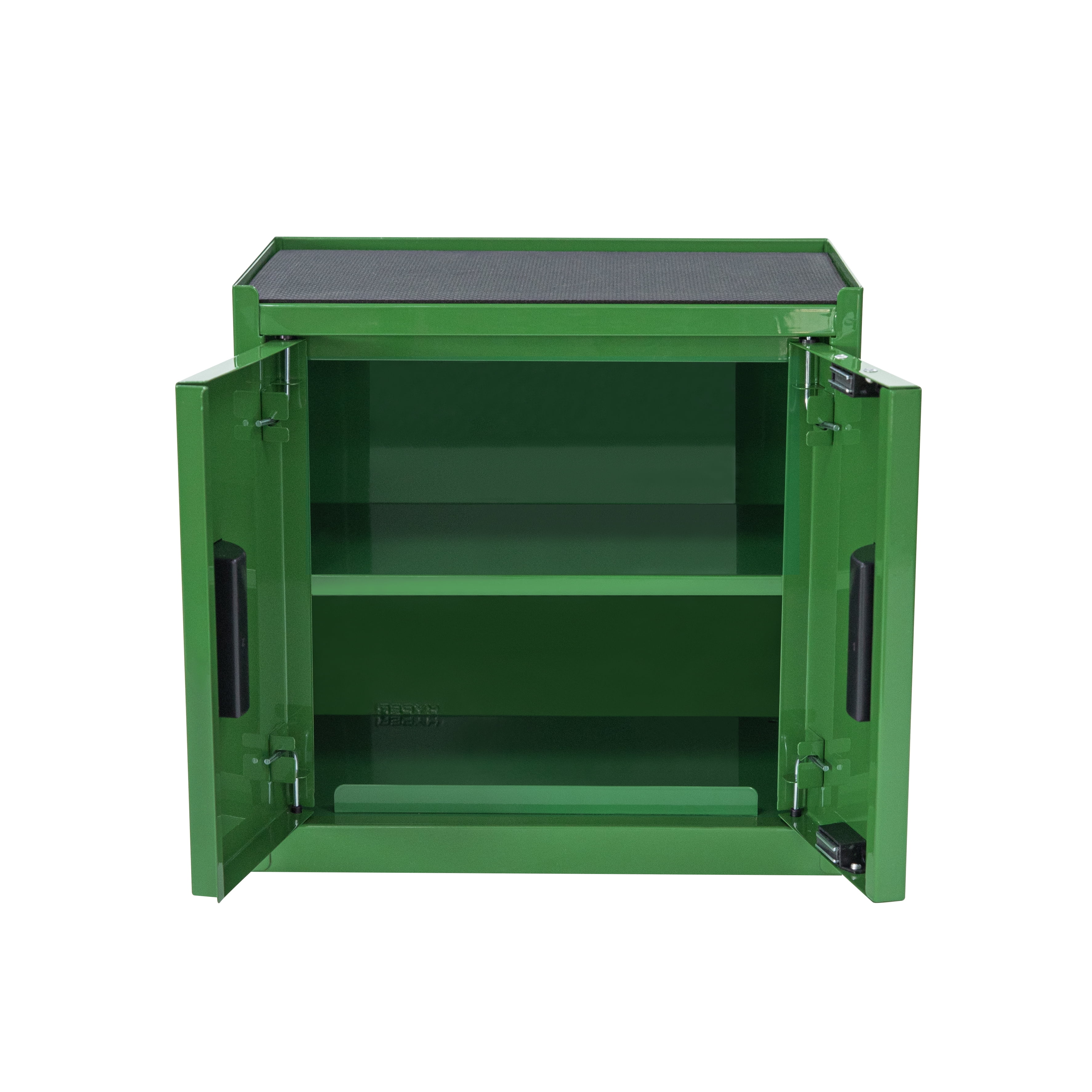 Hyper Tough Mini Tool Cabinet, 11.6-inch Steel Storage, WC Green, Double Doors, Non-Slip Top Mat